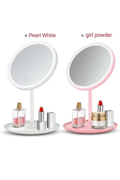 Dokunmatik Led Işıklı Usb Li Yuvarlak Masa Üstü Makyaj Aynası -makyaj Aynası Led - Resim 6