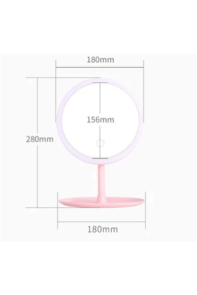 Dokunmatik Led Işıklı Usb Li Yuvarlak Masa Üstü Makyaj Aynası -makyaj Aynası Led - Resim 3