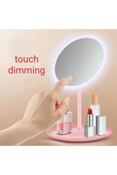 Dokunmatik Led Işıklı Usb Li Yuvarlak Masa Üstü Makyaj Aynası -makyaj Aynası Led - Resim 7
