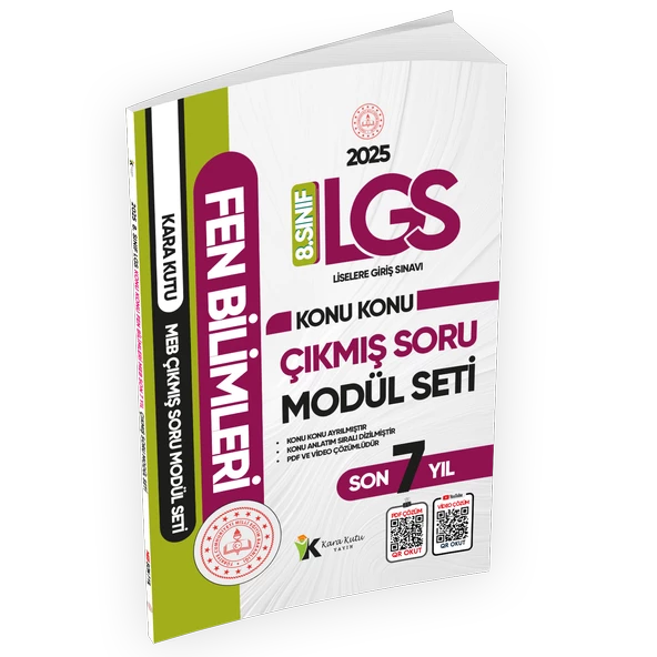 2025 LGS 8.Sınıf FEN BİLİMLERİ Karakutu MEB Çıkmış Soru Modülü Video/PDF Çözüm Konu Konu Son 7 Yıl
