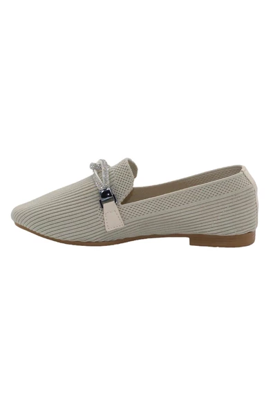 Mergenshoes T055 Ten Triko Taşlı Kadın Günlük Babet Ayakkabı - 4