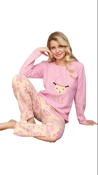 Pijamood Kadın Kışlık Polar Uzun Kol Pijama Takımı - 6