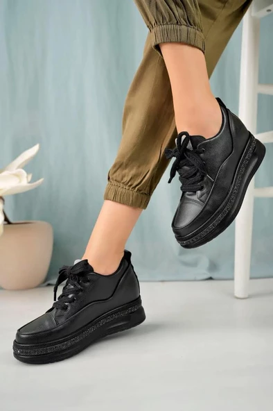 Papuçcity Snicker 02960 Taşlı Kadın Gizli Topuklu Spor Ayakkabı - 4
