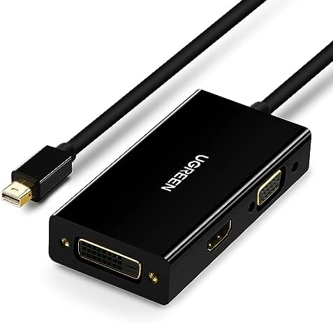 Ugreen Mini Display Port to HDMI VGA DVI Dönüştürücü Adaptör Siyah