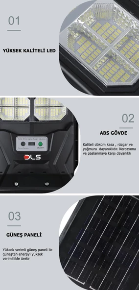 LH600 600 Solar DLS Güneş Enerjili  Bahçe Çevre  Lambası - Resim 3