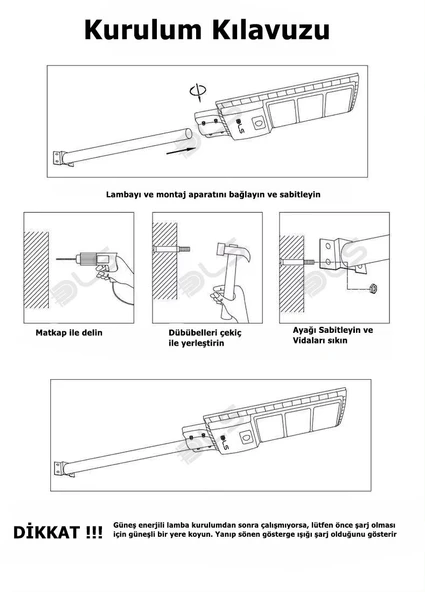 LH600 600 Solar DLS Güneş Enerjili  Bahçe Çevre  Lambası - Resim 7