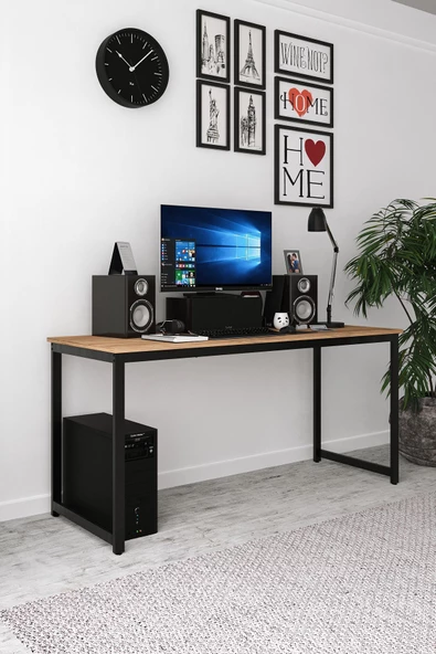 AEKA AE-4600 Çalışma Masası 160'lık Atlantik Çam Suntalı ve Metalli Bilgisayar Masası Ofis Masası - 2