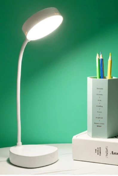 Şarjlı Dokunmatik 20 Led  Flexible Masa Lambası Beyaz - 6
