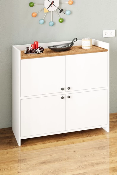 AEKA AE-3060 FORUM BEYAZ/ÇAM 4 KAPAKLI, 4 RAFLI, AYAKKABILIK, ÇOK AMAÇLI DOLAP, KAHVE KÖŞESİ, BALKON - 7