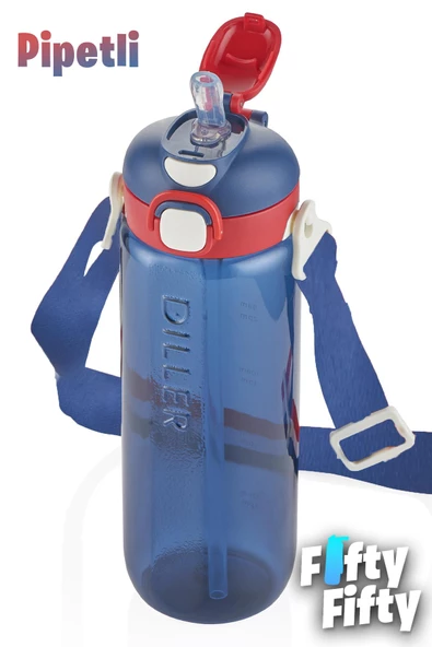DILLER 780 ML Tek Kapak Çift Kullanım Pipetli/Pipetsiz Askılı Tritan Su Matarası-FFDILLERD68-780 - 9