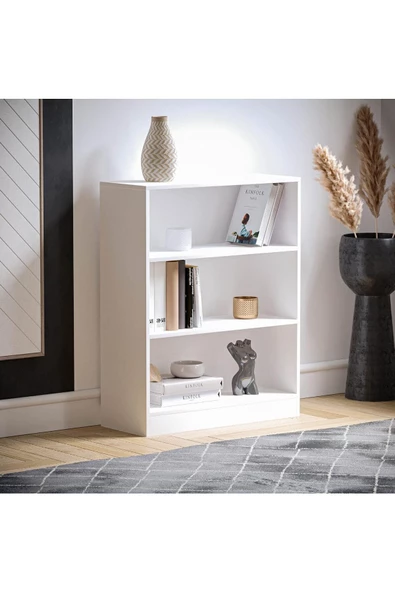AEKA AE-8001 VİTO 3 Raflı Küçük Kitaplık, Beyaz Suntalam, Ofis Mobilyaları, Oturma Odası, Yatak Odası - 6
