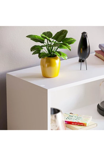 AEKA AE-8001 VİTO 3 Raflı Küçük Kitaplık, Beyaz Suntalam, Ofis Mobilyaları, Oturma Odası, Yatak Odası - 4