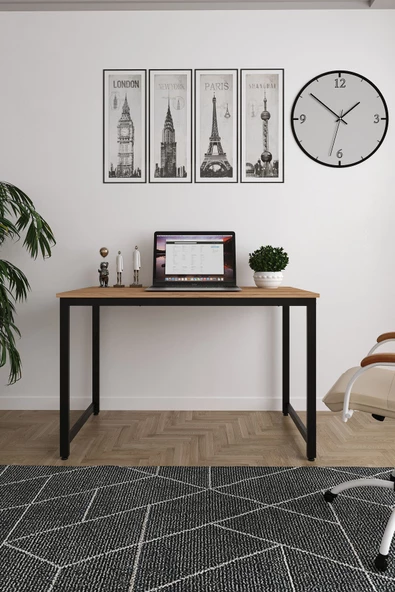 AEKA AE-4600 Çalışma Masası 120'lik Atlantik Çam Suntalı ve Metalli Bilgisayar Masası Ofis Masası - 4