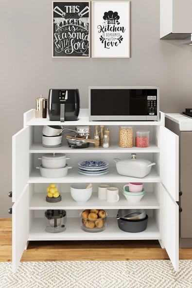 AEKA AE-3060 FORUM BEYAZ 4 KAPAKLI, 4 RAFLI, ÇOK AMAÇLI DOLAP,AYAKKABILIK, KAHVE KÖŞESİ, BALKON, BANYO, - 2
