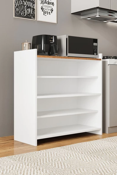 AEKA AE-3060 FORUM BEYAZ/ÇAM 4 KAPAKLI, 4 RAFLI, ÇOK AMAÇLI DOLAP,AYAKKABILIK, KAHVE KÖŞESİ, - 6