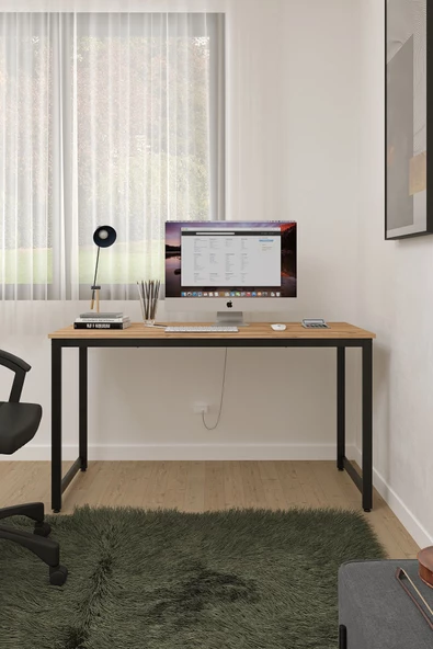 AEKA AE-4600 Çalışma Masası 140'lık Atlantik Çam Suntalı ve Metalli Bilgisayar Masası Ofis Masası - 2