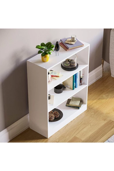 AEKA AE-8001 VİTO 3 Raflı Küçük Kitaplık, Beyaz Suntalam, Ofis Mobilyaları, Oturma Odası, Yatak Odası - 7