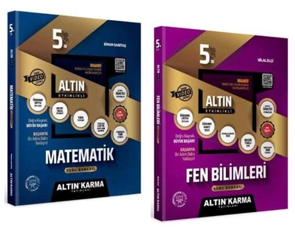 Altın Karma Yayınları 5. Sınıf Matematik + Fen Bilimleri Altın Etkinlikli Kazanım Soru Bankası