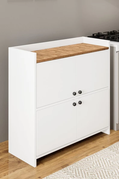 AEKA AE-3060 FORUM BEYAZ/ÇAM 4 KAPAKLI, 4 RAFLI, AYAKKABILIK, ÇOK AMAÇLI DOLAP, KAHVE KÖŞESİ, BALKON - 5