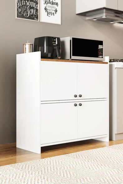 AEKA AE-3060 FORUM BEYAZ/ÇAM 4 KAPAKLI, 4 RAFLI, ÇOK AMAÇLI DOLAP,AYAKKABILIK, KAHVE KÖŞESİ, - 4