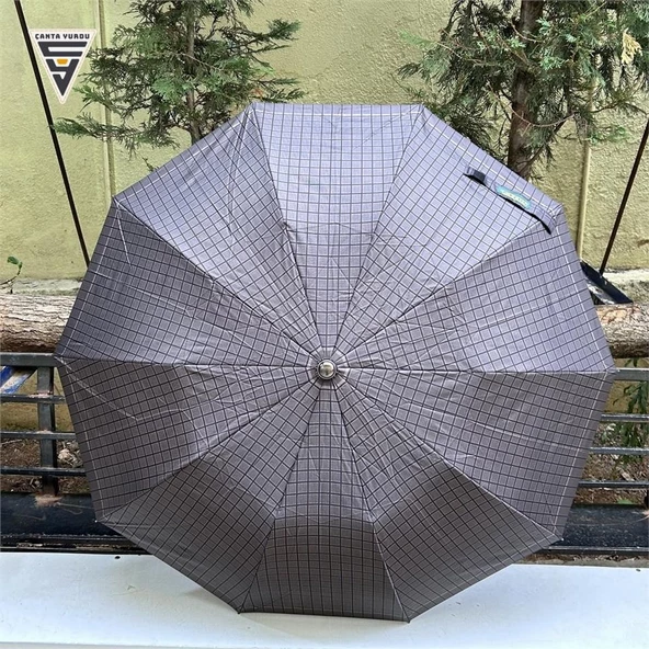 April A-228G Elite G3 Otomatik 10 Telli Şemsiye Ekose Siyah - Resim 4