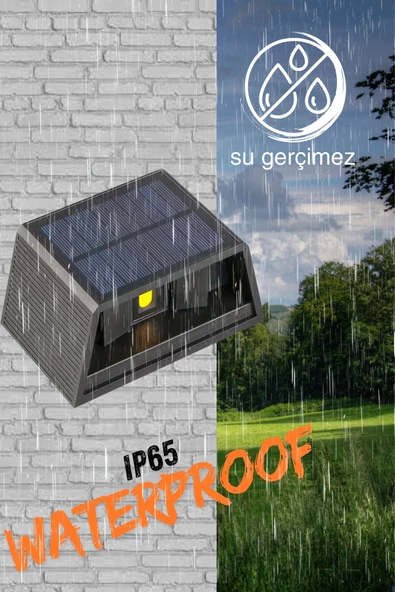 Güneş Enerjili LED Lamba Dinamik Işıklandırma Su Geçirmez Hareket Sensörlü Siyah Plastik - 2