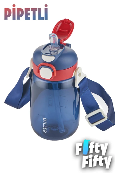 DILLER 550 ML Tek Kapak Çift Kullanım Pipetli/Pipetsiz Askılı Tritan Su Matarası-FFDILLERD70-550 - 3