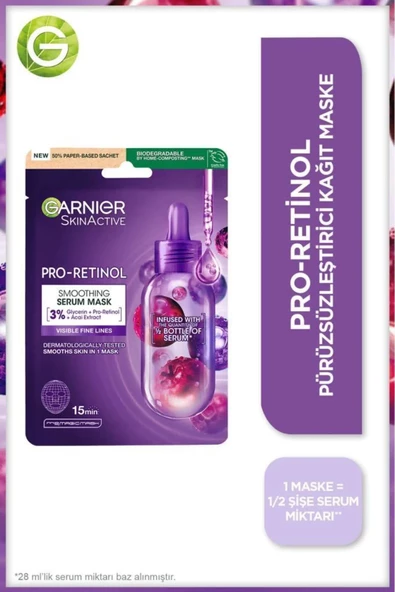 Garnier Pro-Retinol Pürüzsüzleştirici Kağıt Maske