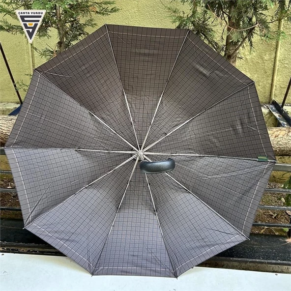 April A-228G Elite G3 Otomatik 10 Telli Şemsiye Ekose Siyah - Resim 3