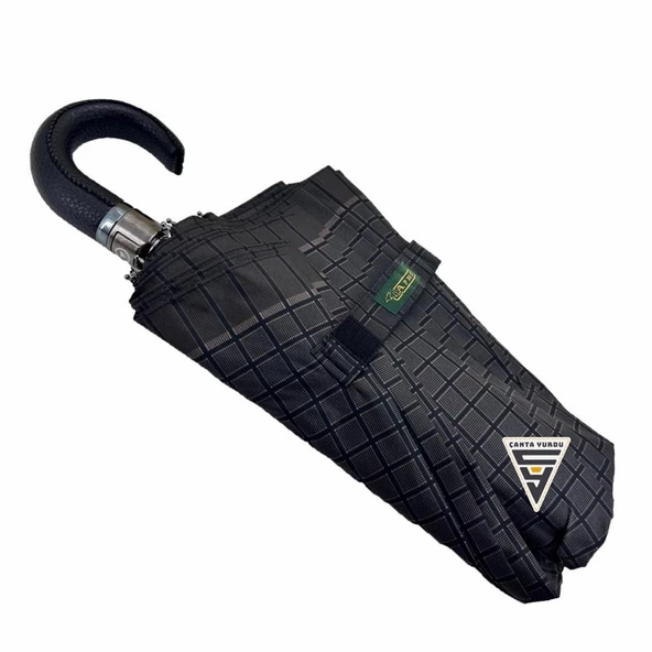 April A-228G Elite G3 Otomatik 10 Telli Şemsiye Ekose Siyah - Resim 6