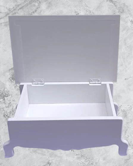 Hobi ERC MODEL Ayaklı Kutu 90402 Şık Zarif Ahşap Beyaz Boyalı MDF El Yapım - 5