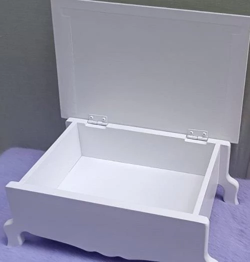 Hobi ERC MODEL Ayaklı Kutu 90402 Şık Zarif Ahşap Beyaz Boyalı MDF El Yapım - 8