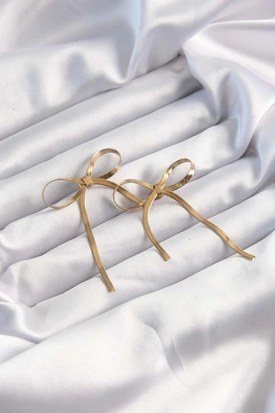 MuI MuI 316L Çelik Altın Renk İtalyan Model Fiyonk Küpe