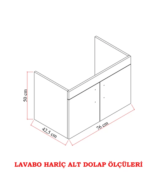KAREN BANYO Ege 80 Cm Lavabolu Banyo Dolabı, Kapaklı Banyo Alt Dolabı,Seramik Lavabo Dahil - 2