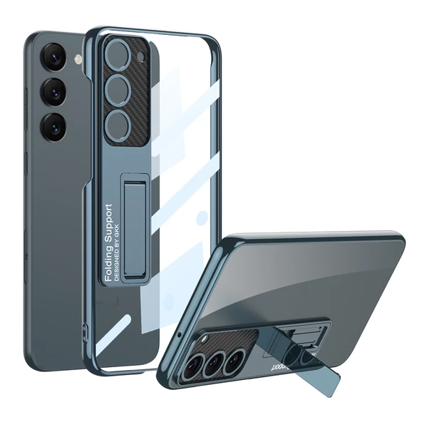 Galaxy S23 Kılıf Kamera Korumalı Şeffaf Tasarımlı  Lego Standlı Kapak - 7