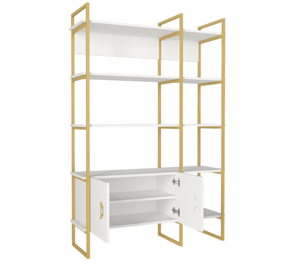 Dekorister Santana Kitaplık Beyaz - Gold - 6