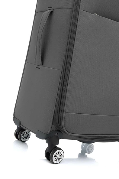 Louisiana Polo 2'li Valiz Seti Büyük ve Orta Boy Lüx Kumaş Valiz Antrasit 2082 - Resim 6