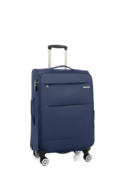 Louisiana Polo 2'li Valiz Seti Büyük Ve Orta Boy Lüx Kumaş Valiz Lacivert 2082 - Resim 4