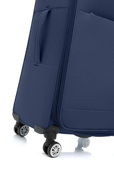 Louisiana Polo Orta Boy Lüx Kumaş Valiz Lacivert 2082 - Resim 3