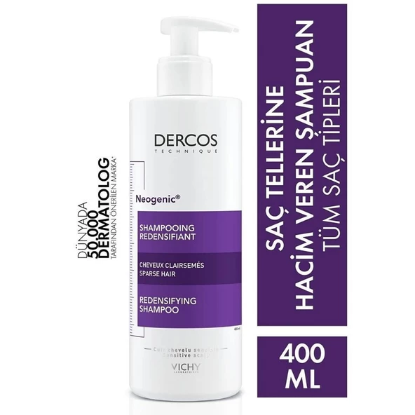 Vichy Dercos Neogenic Seyrek Saçlar için Saç Bakım Şampuanı 400ml ürün görseli 1