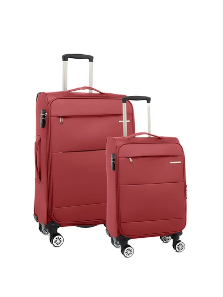 Louisiana Polo 2'li Valiz Seti Orta ve Kabin Boy Lüx Kumaş Valiz Bordo 2082 ürün görseli