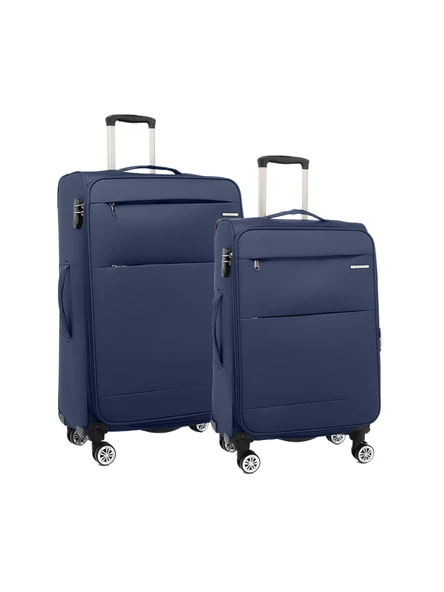 Louisiana Polo 2'li Valiz Seti Büyük Ve Orta Boy Lüx Kumaş Valiz Lacivert 2082 ürün görseli