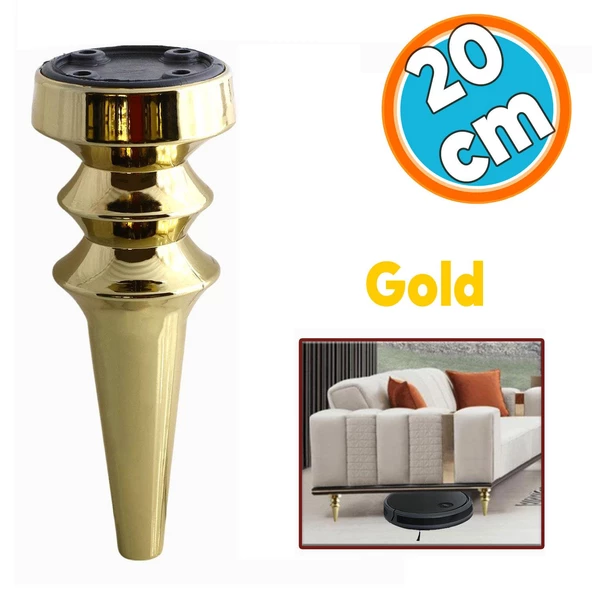 (4 Adet) Mobilya Yükseltici Kanepe Koltuk Tv Ünitesi Baza Ayağı Zigon Orta Sehpası Ayak Ayakları 20 cm Altın - Resim 2