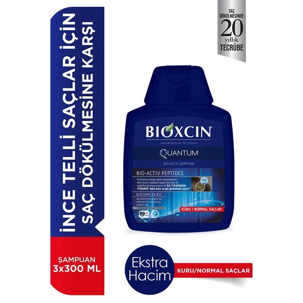 Bioxcin Quantum Kuru ve Normal Saçlar Şampuan 3x300ml 3 Al 2 Öde - 2