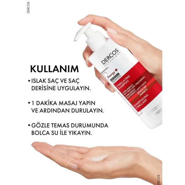 Vichy Dercos Energisant Shampoo Dökülme Karşıtı Saç Bakım Şampuanı 400ml - 3