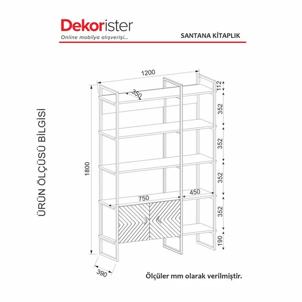 Dekorister Santana Kitaplık Beyaz - Gold - 8