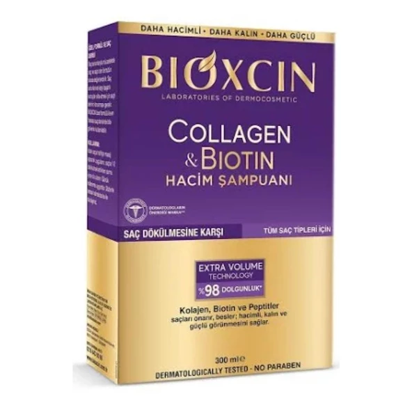 Bioxcin Collagen & Biotin Ekstra Hacim Dolgunlaştırıcı Şampuan 300ml - Resim 2