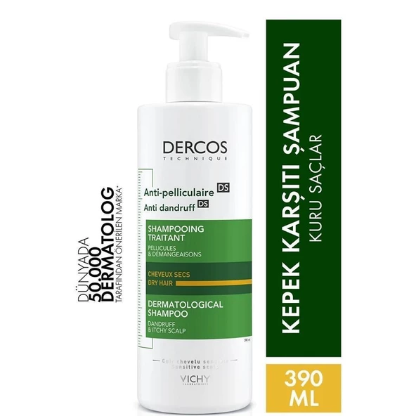 Vichy Dercos Anti-Dandruff DS Kepek Karşıtı Kuru Saçlar için Şampuan 390ml ürün görseli 1