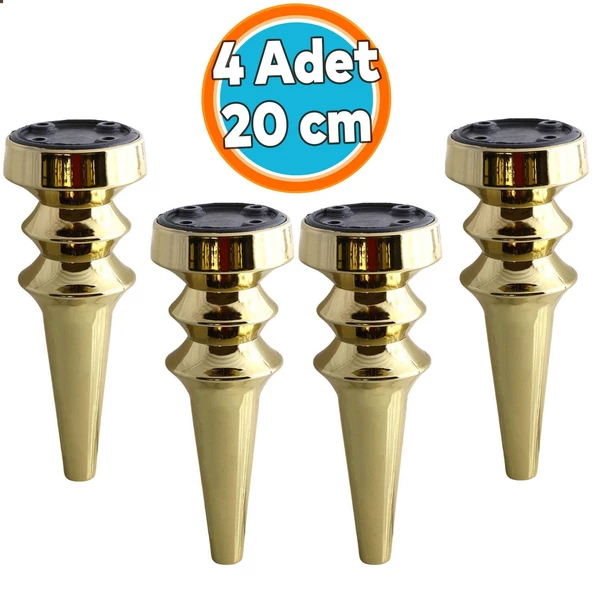 (4 Adet) Mobilya Yükseltici Kanepe Koltuk Tv Ünitesi Baza Ayağı Zigon Orta Sehpası Ayak Ayakları 20 cm Altın ürün görseli