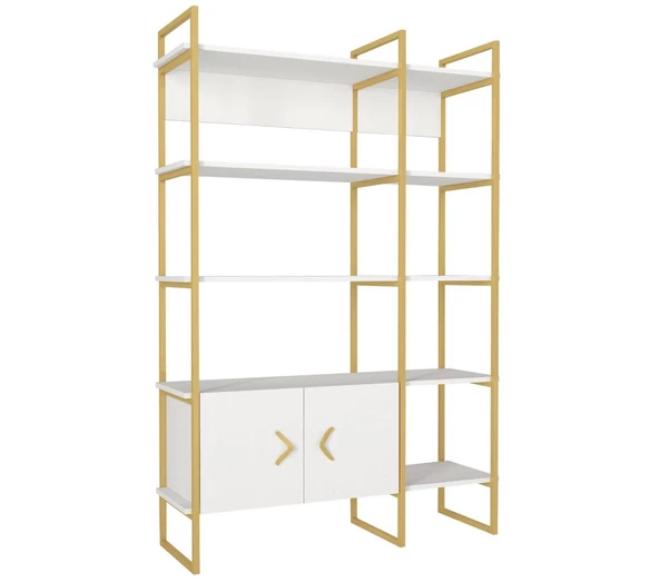 Dekorister Santana Kitaplık Beyaz - Gold - 5